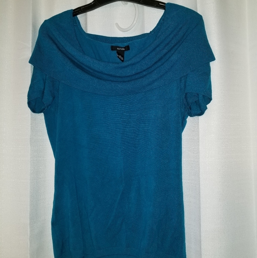 Alfani Women's Sweater Short Skeeve Drape Neck